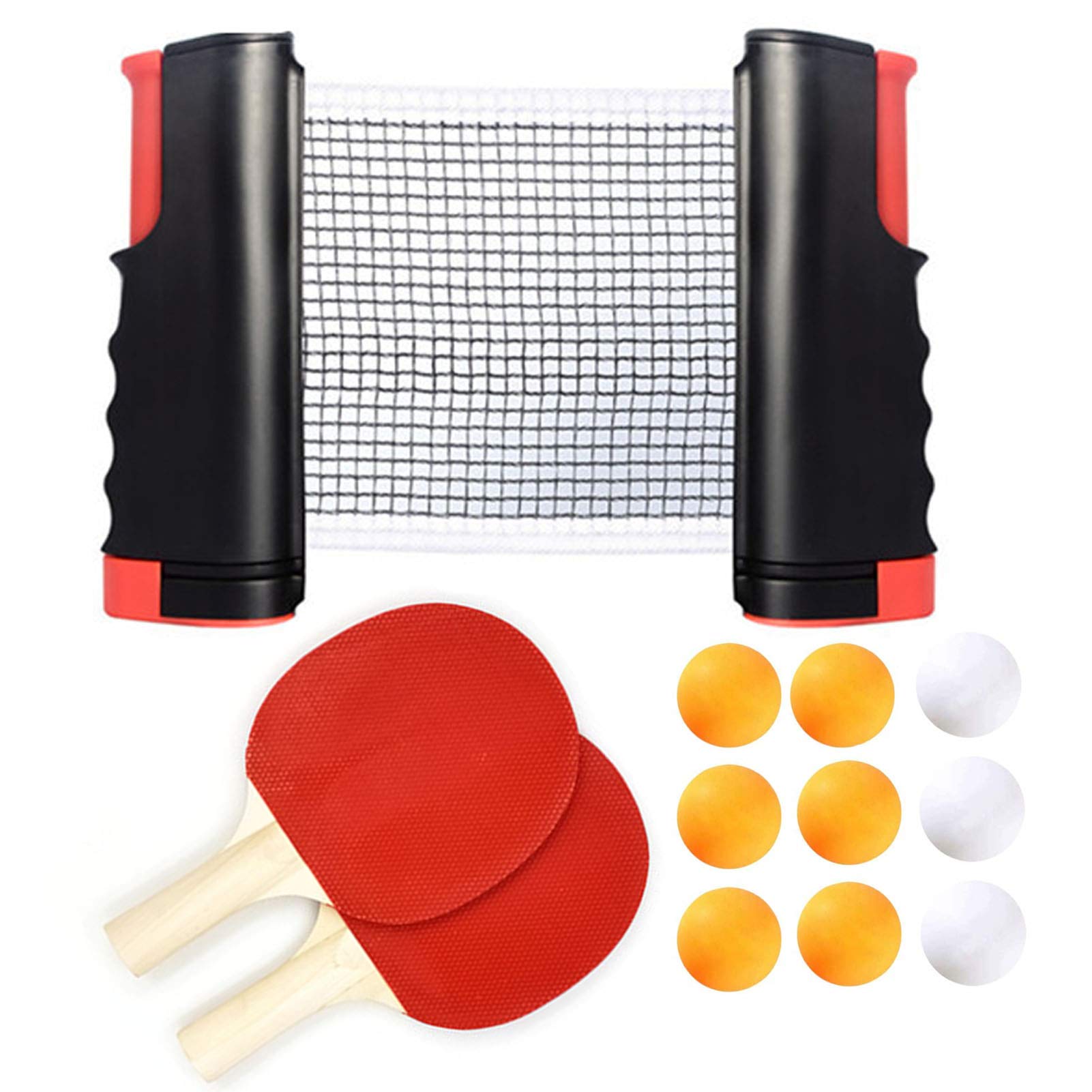 Coriver Portable Table Tennis Set with Net Retractable Ping Pong Set Net With 2 Paddles and 9 Balls, 1 Storage Bag, Outdoor and Home, Office Game, Training Rackets Paddles Great Gifts