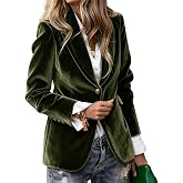 Velvet Blazer Women Business Casual Button Up Jacket Lapel Open Front Long Sleeve Work Office Suit Jackets Blazer