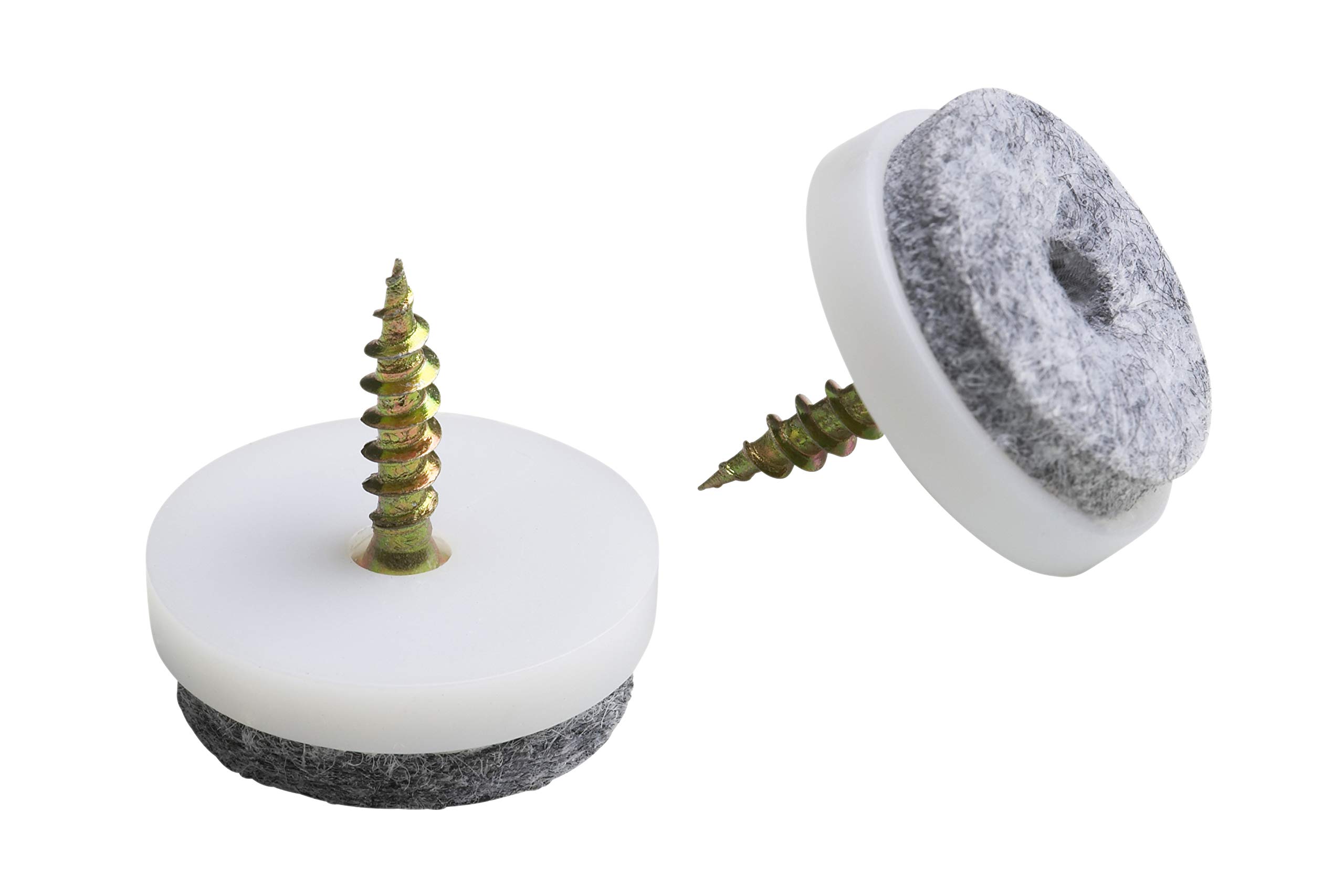 Meister 644216 Felt Glides with Screw Ø 20 mm, White, Pack of 8