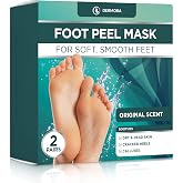 DERMORA Foot Peel Mask, Exfoliating Foot Peeling Mask, 2 Pairs, Original | Dry and Cracked Feet, At-Home Spa Care, Callus Removal &amp; Smoother Skin Result, Regular Size (Fits up to Woman 11, Men 10)