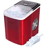 Frigidaire Compact Countertop Ice Maker, 26lbs of Ice per Day, Red Stainless