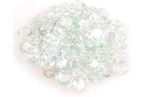 SHINY STONE High Luster Reflective Fire Glass Gravel,Fire Gems, Glass Marbles Pebbles Stones, Vase Fillers Beads for Fish Tank Aquarium Succulent Garden Decoration,17-19mm(2/3''-3/4''),335g/0.78lbs (Crystal)