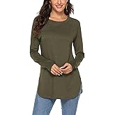 Newchoice Women's Casual Batwing Long Sleeve T Shirt Round Neck Basic Loose Tunic Tops