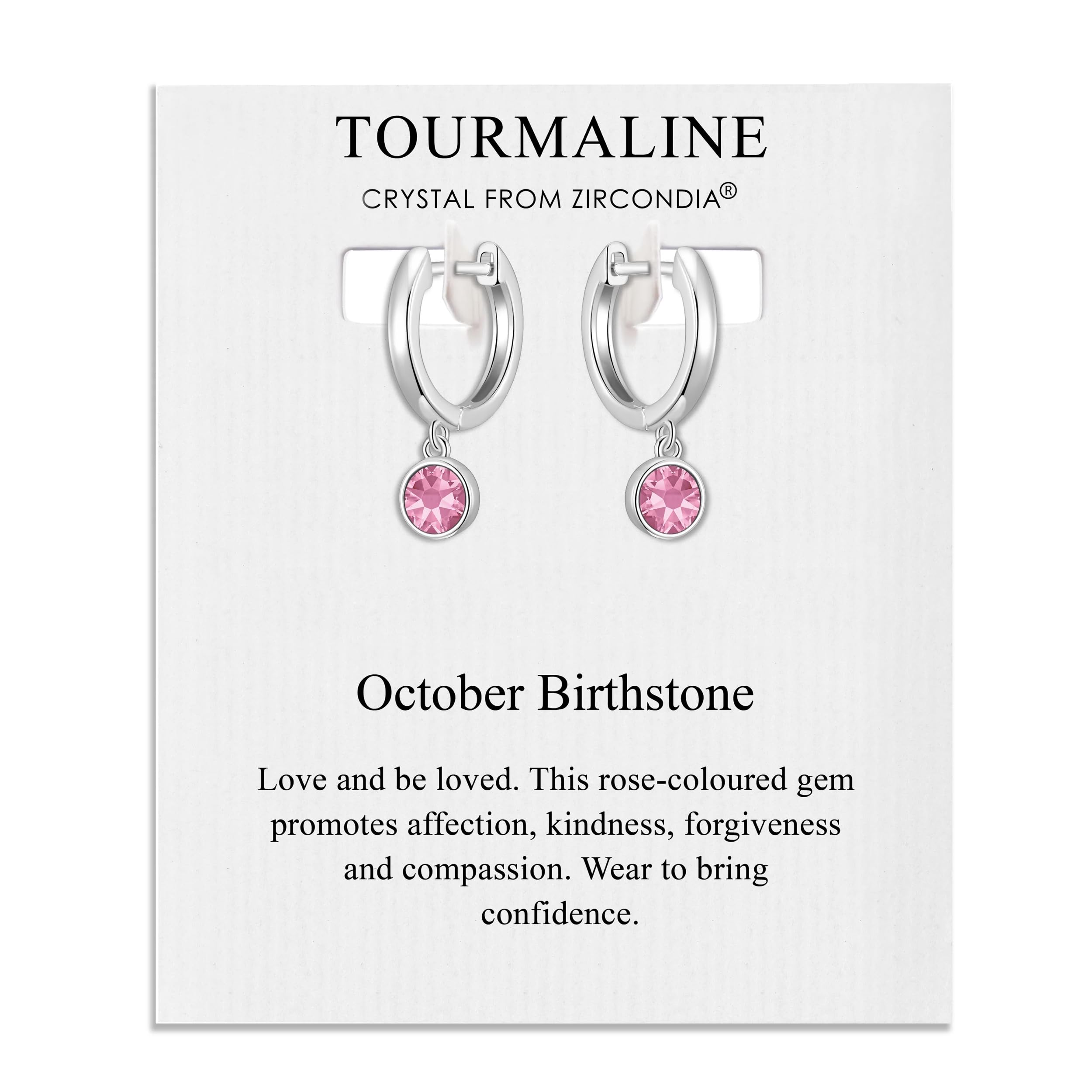 Philip Jones October Birthstone Hoop Earrings Created with Tourmaline Zircondia® Crystals