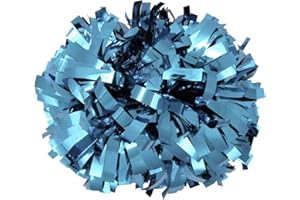ICObuty Metallic Cheerleader Cheerleading Pom Poms 6 inch 1 Pair 2 Pieces (Columbia Blue)