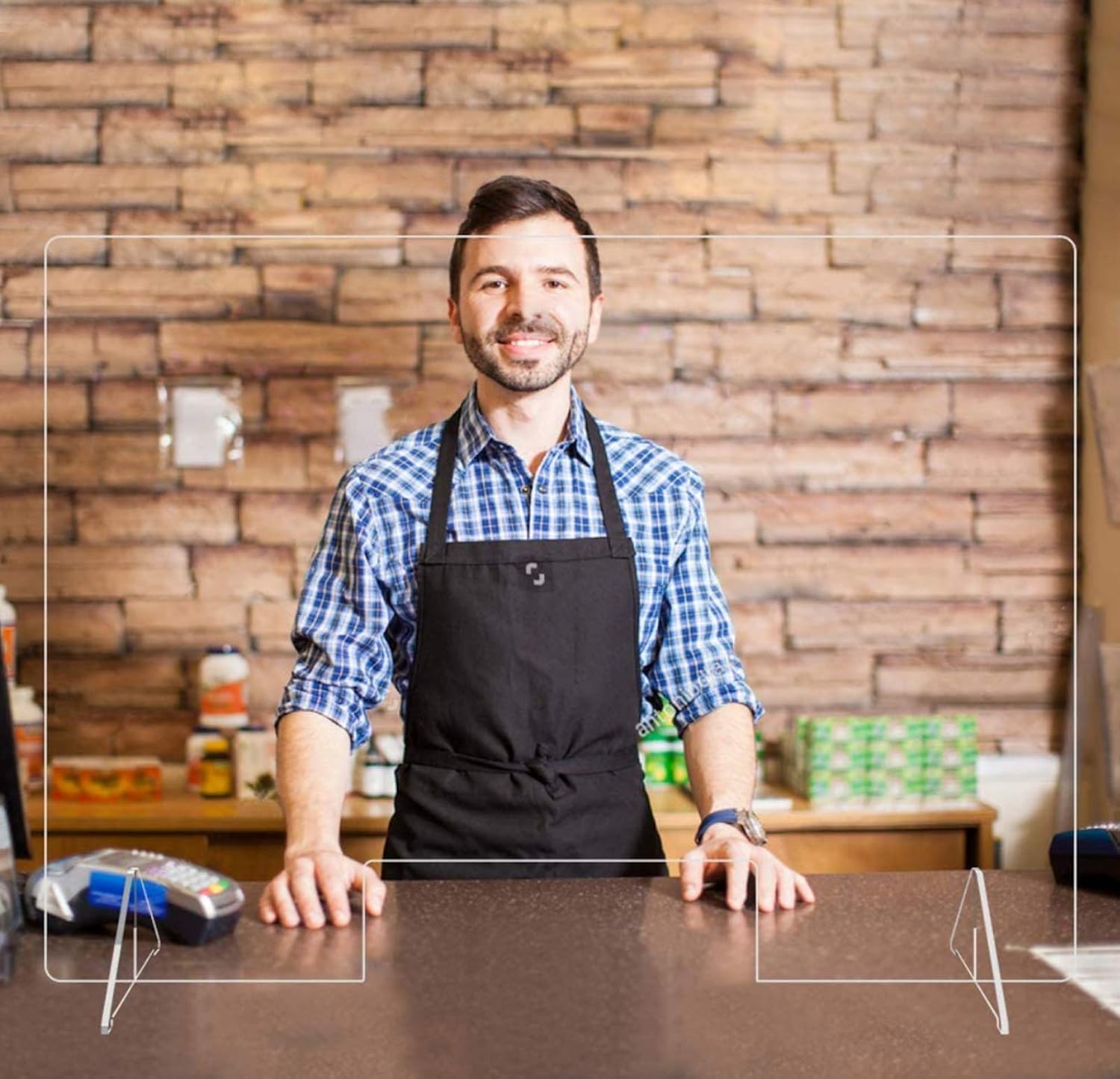 Plexiglass Barrier for Counter Table Desk Reception Register Countertop 36'' W x 24'' H | Sneeze Guard Acrylic Shield Protection Made in USA: Kitchen & Dining