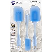 Wilton Easy Flex Silicone Spatula Set, Your Go-To Tools for Mixing, Folding, Scraping, Cooking and Serving., Blue, 3-Piece