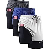 NELEUS Men's 2 in 1 Running Shorts with Liner,Dry Fit Workout Shorts with Pockets