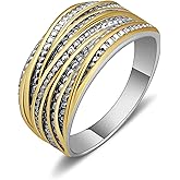 Mytys 2 Tone Intertwined Crossover Statement Ring Fashion Chunky Band Rings for Women Wide Index Finger Rings Costume Jewelry