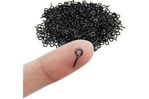 ECKJ Eye Screw Pins for Jewelry Making Findings Mini Metal Eye Hooks 300 Pieces Zinc Plated (Black) Self Tapping Eyelets O Ring Hanging DIY Projects Crafts Arts Wine Cork Charm Bead 12mm x 6mm