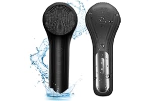 Feoflen Silicone Face Scrubber Exfoliator, Silicone Face Wash Brush for Men & Women, Ipx7 Waterproof Rechargeable Facial Cleaner for Deep Cleansing, Exfoliating, Massage Face Scrubber (Black)