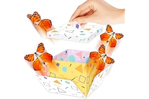 FETTIPOP DIY Butterfly Explosion Gift Box (white-yellow) DIY 7.1x5.5x4.3 inches, Surprise Flying Butterfly Box