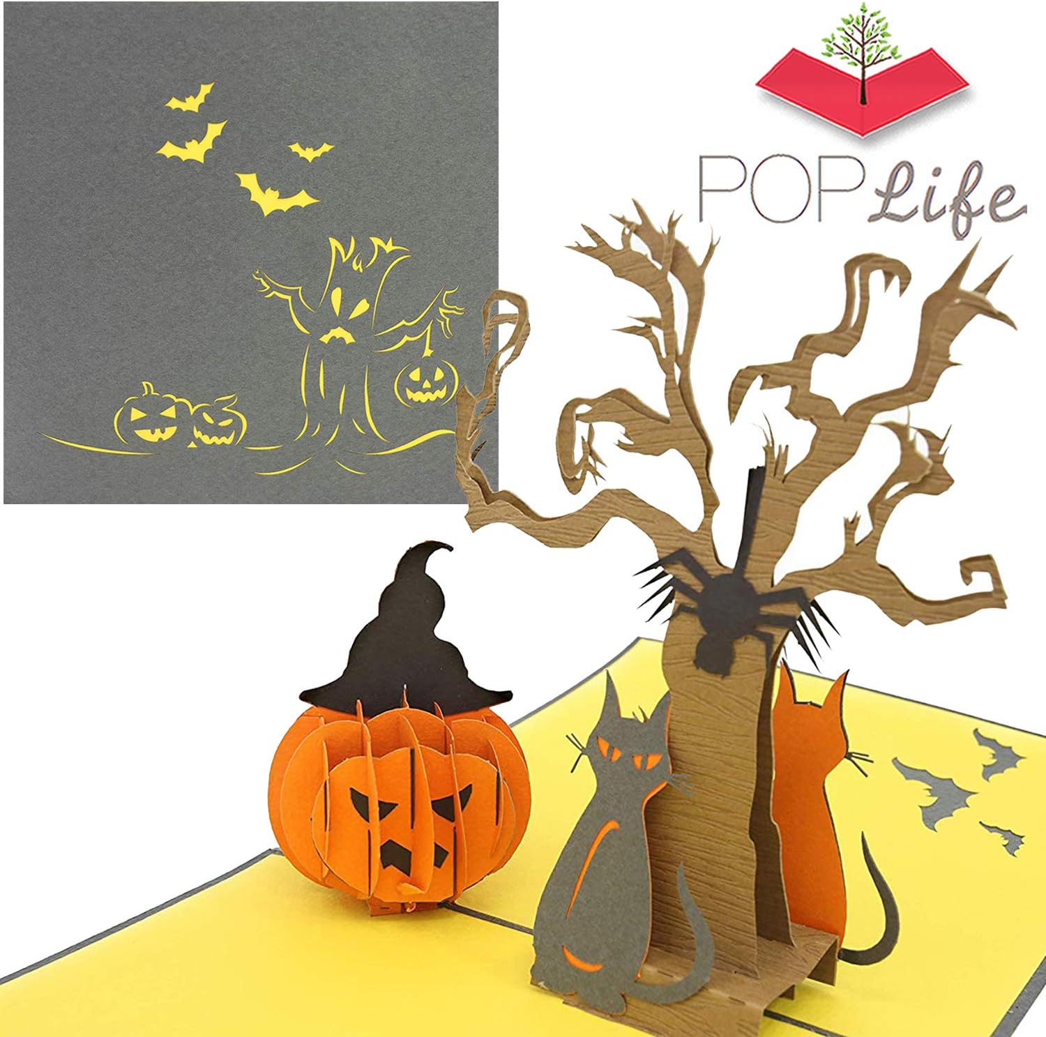 PopLife Pumpkin & Tree Halloween Pop Up Card, 3D Card - Dia de los muertos
