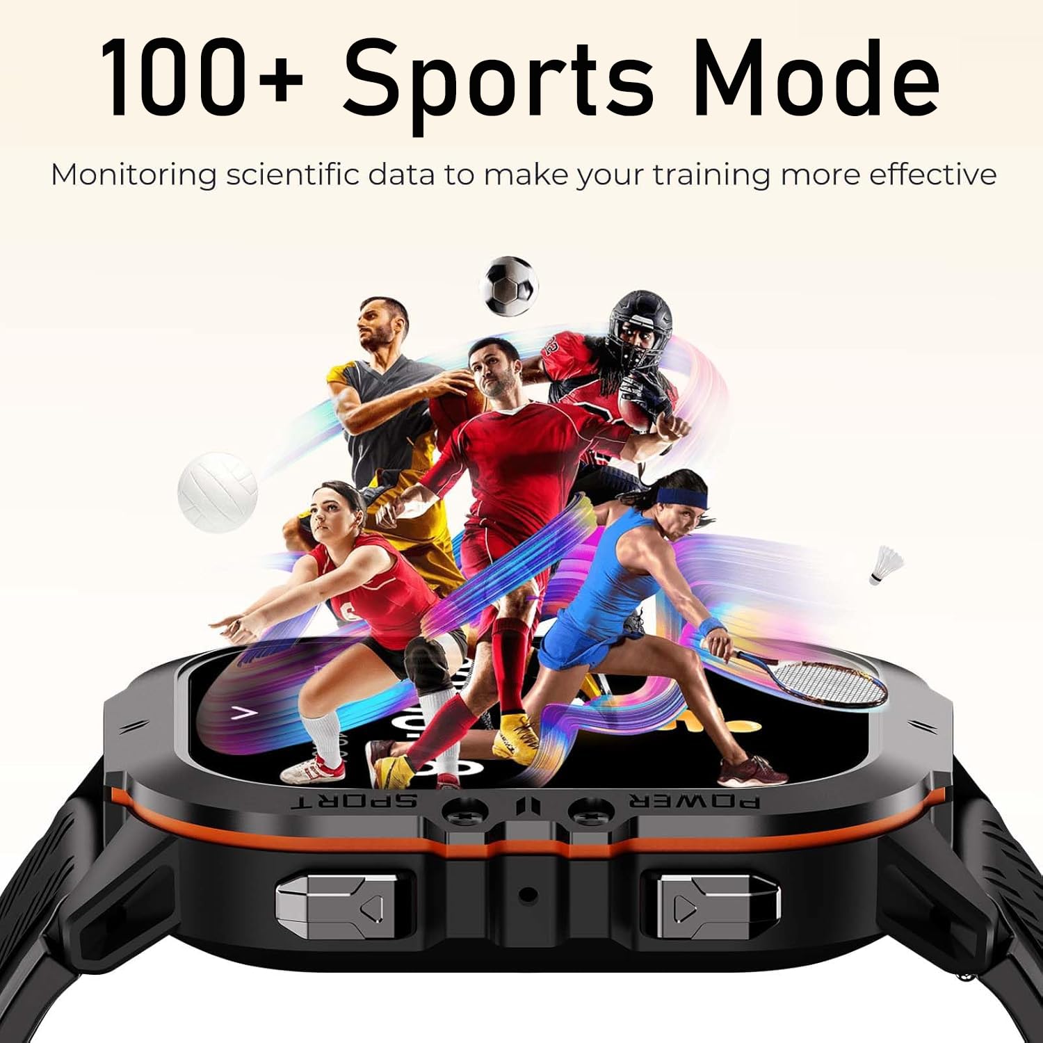 VIRAN Military Smart Watches for Men, 1.96'' AMOLED Fitness Tracker Smartwatch with Dual Silicone Bands, IP68 Waterproof Fitness Watch with Heart Rate BP SpO2 Sleep Monitor for iOS Android Phones