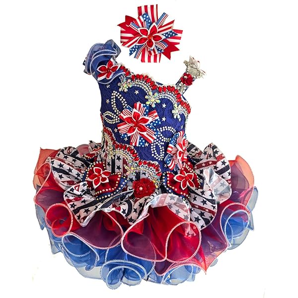 Amazon.com: 4th of July Knee Length Red White Blue Pageant Costume Dress (S  0-6 Months) : Clothing, Shoes & Jewelry