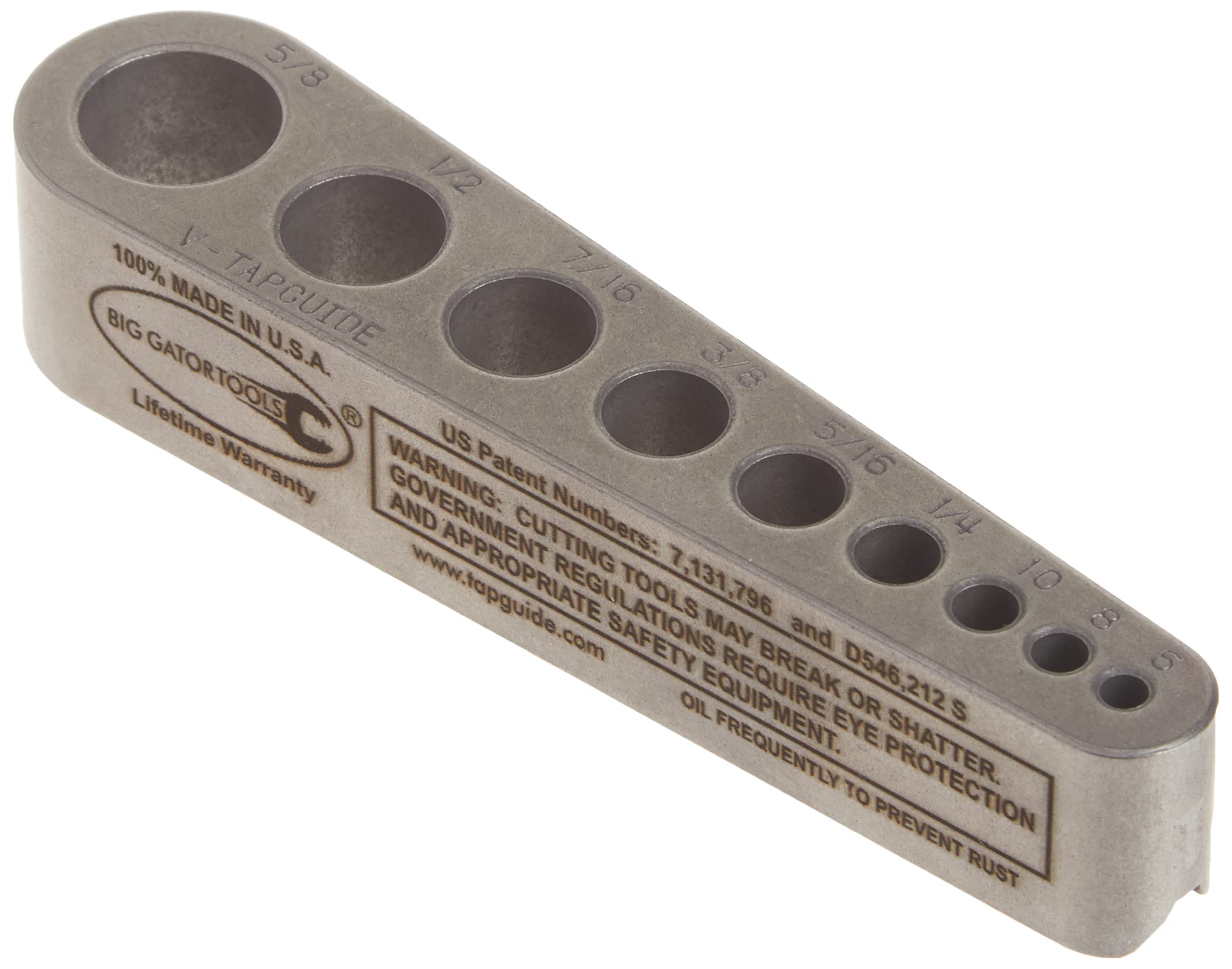 V-Tap Guide, Standard sizes 0-80 to 5/8"