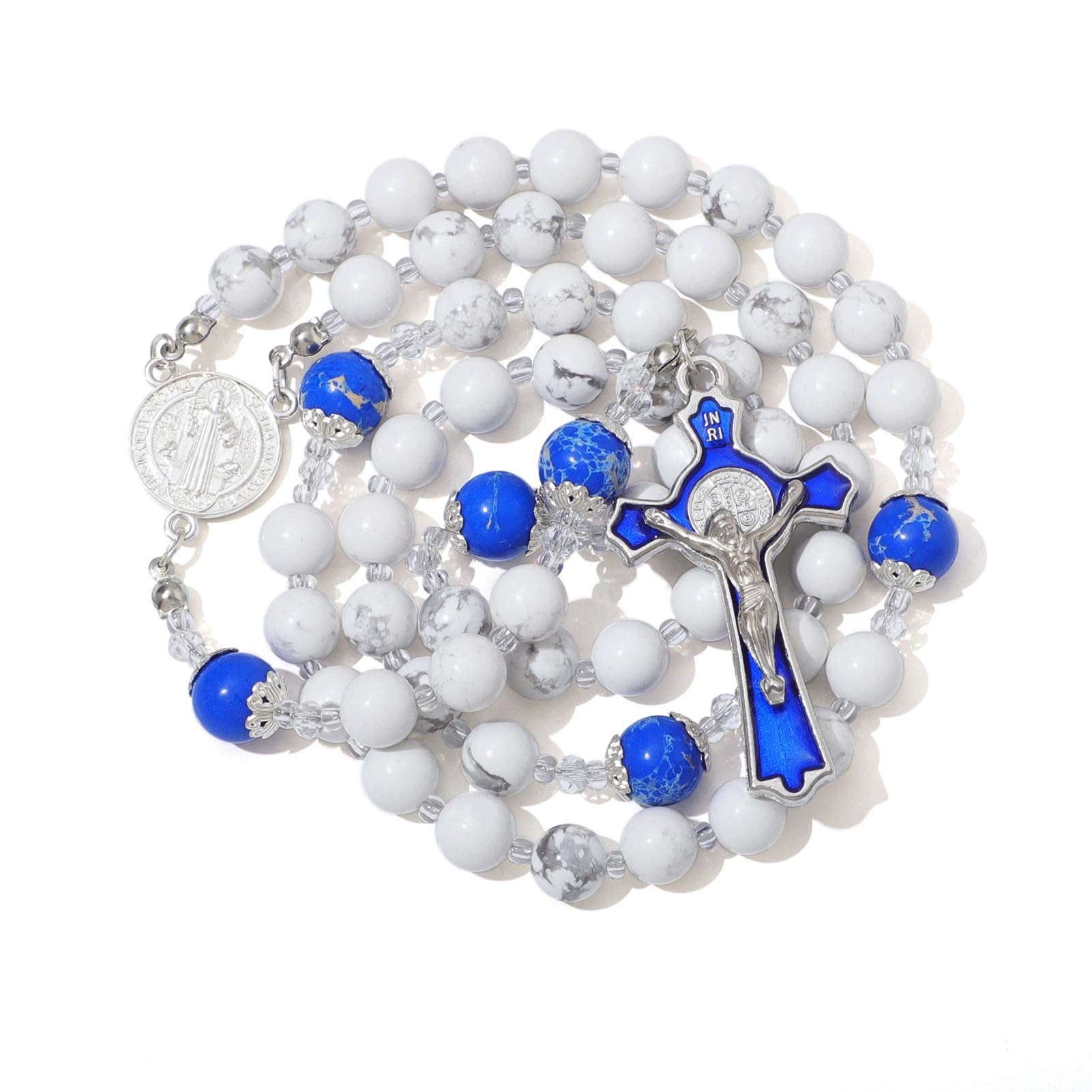 KOMI Catholic Rosary Beads for Women - Holy Prayer Necklace With Crucifix Cross - Communion Rosary Catholic Gifts
