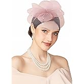 Clastere Fascinators Hats for Women - Kentucky Tulle Derby Tea Party Pillbox Hat for Cocktail Wedding Party with Hair Clip