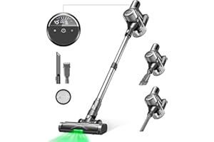 Ultenic Cordless Vacuum Cleaner, 450W 30Kpa Stick Vacuum with Car Dashboard Screen, Tangle-Free Brush for Pet Hair, Max 45mins Runtime, LED Display Tools for Hard Floor, Carpet, Car Cleaning, U12