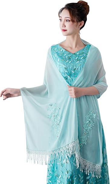 Yaomei Damen Schals Chiffon Stickerei Halstucher Stola Umschlagtucher Umschlagtucher Halstuch Hochzeiten Braut Bridemaids Abendgarderobe Einheitsgrosse 86 6 19 7 Zoll 220 Cm 50 Cm Blauer See Amazon De Bekleidung
