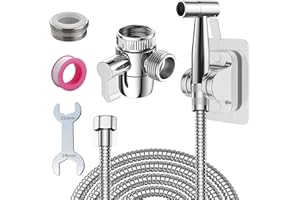 Roscid Handheld Bidet Sprayer Set, Toilet Bidet Attachment with 3-Way Faucet Diverter Bathroom Bidet WC Spray with 2M Hose, Used for Cleaning Sink, Bathroom Corner, Toilet, Personal Hygiene