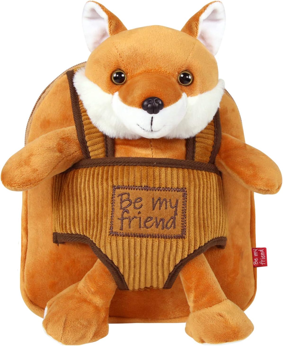 PERLETTI Plush Fox Backpack for Toddler 3 4 5 Years, Children Small Daypack with Removable Soft Stuffed Animal
