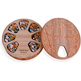 OYTKWU Wooden Weekly Pill Organizer - 7 Day Pill Box with Cross Engraving for Christian Religious Gift for Parents, Gift for Mom from Daughter Son (Sapele Max Healing Grace)