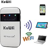 KuWFi 4G Lte Pocket WiFi Router unlocked LTE 4G Mobile WiFi Hotspot Portable 4G Router with sim card slot goods for travel and Business trip Support LTE FDD B1/B3/B5 Support AT&T