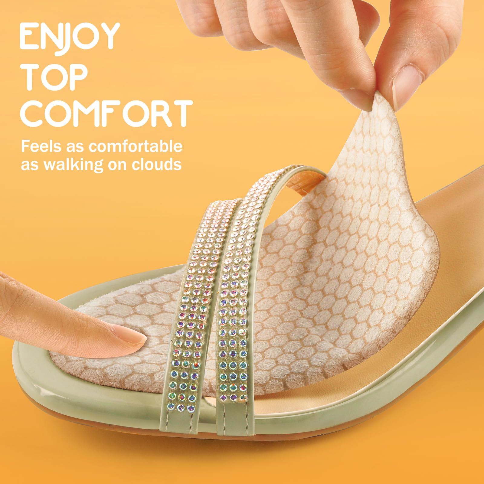 ZAIWOO Metatarsal Pads for Women, Ball of Foot Cushions, Heel Inserts, High Heel Comfort Pads (2 Pairs), Anti Slip, Invisible Design