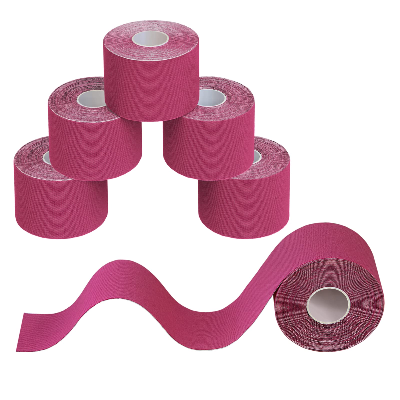 BB Sport 6 Rolls Kinesiology Tape 5 m x 5 cm Many Colors E-Book Application Examples Muscle Support Elastic Strapping Tape, Colour:Pink