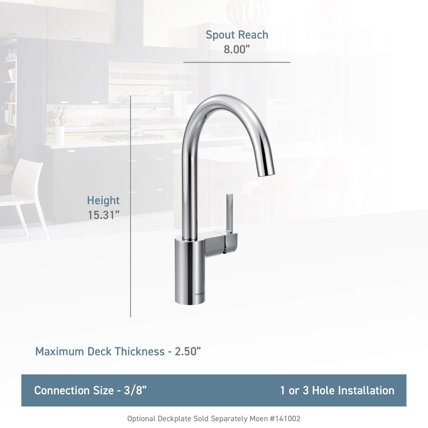 Moen Moen 7365 Align One Handle High Arc Kitchen Faucet Chrome