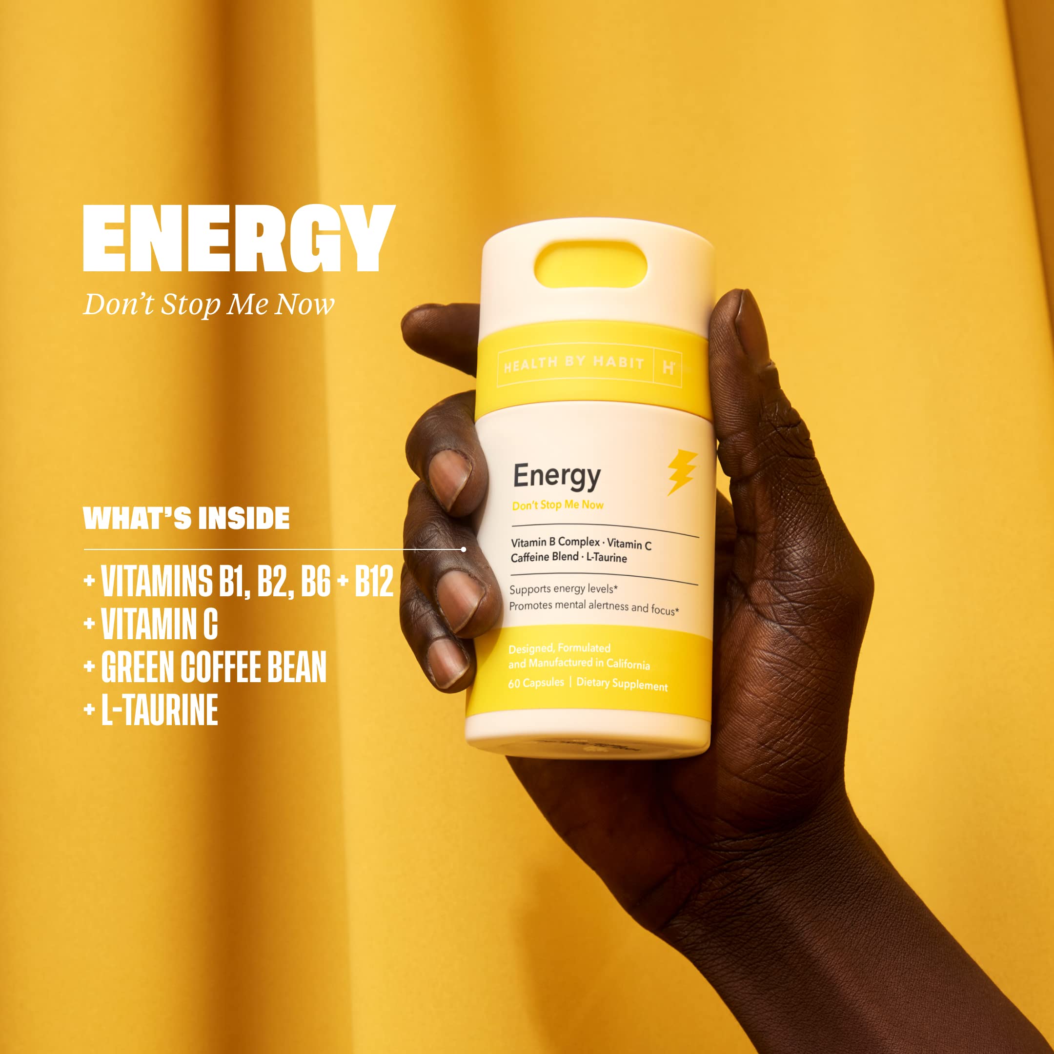 Health By Habit Energy Supplement (60 Capsules) Natual Caffeine Blend