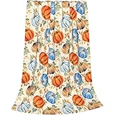 Autumn Fall Orange Pumpkins Throw Blanket, Lightweight Anti-Pilling Flannel Throw Blankets, Orange Leaves Soft Warm Aldult Fleece Blanket for Living Room Couch Sofa Bed Chair (60"X50")