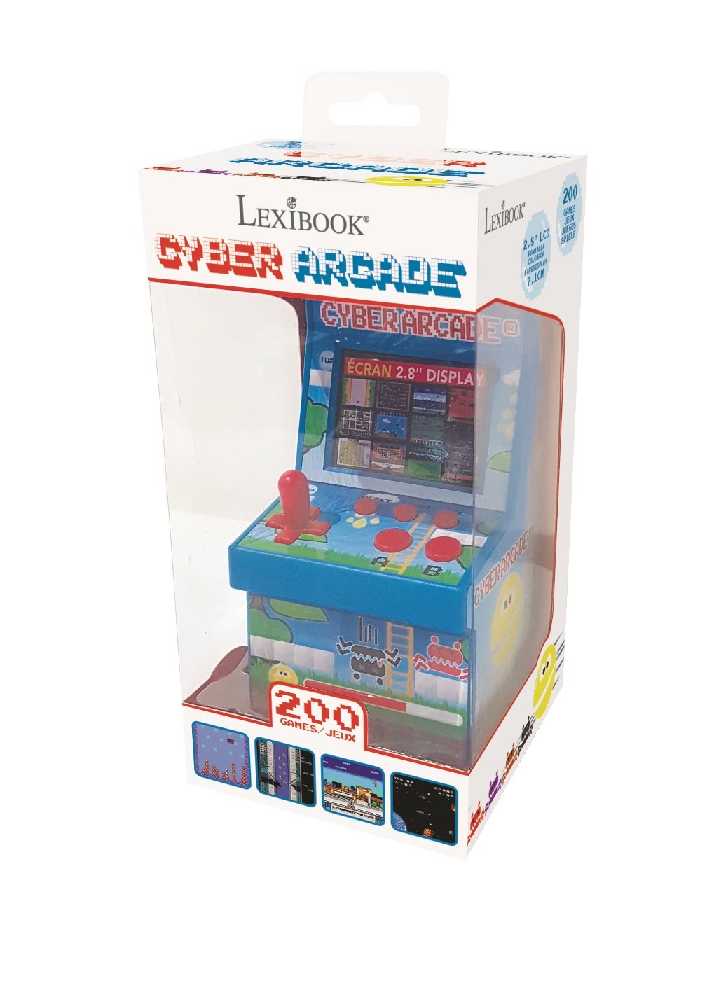 Lexibook Cyber Arcade Portable Retro Game Console, 200 Games, 2.8’’ LCD Colour Screen, Compact, Battery Operated, Blue/Green, JL2940
