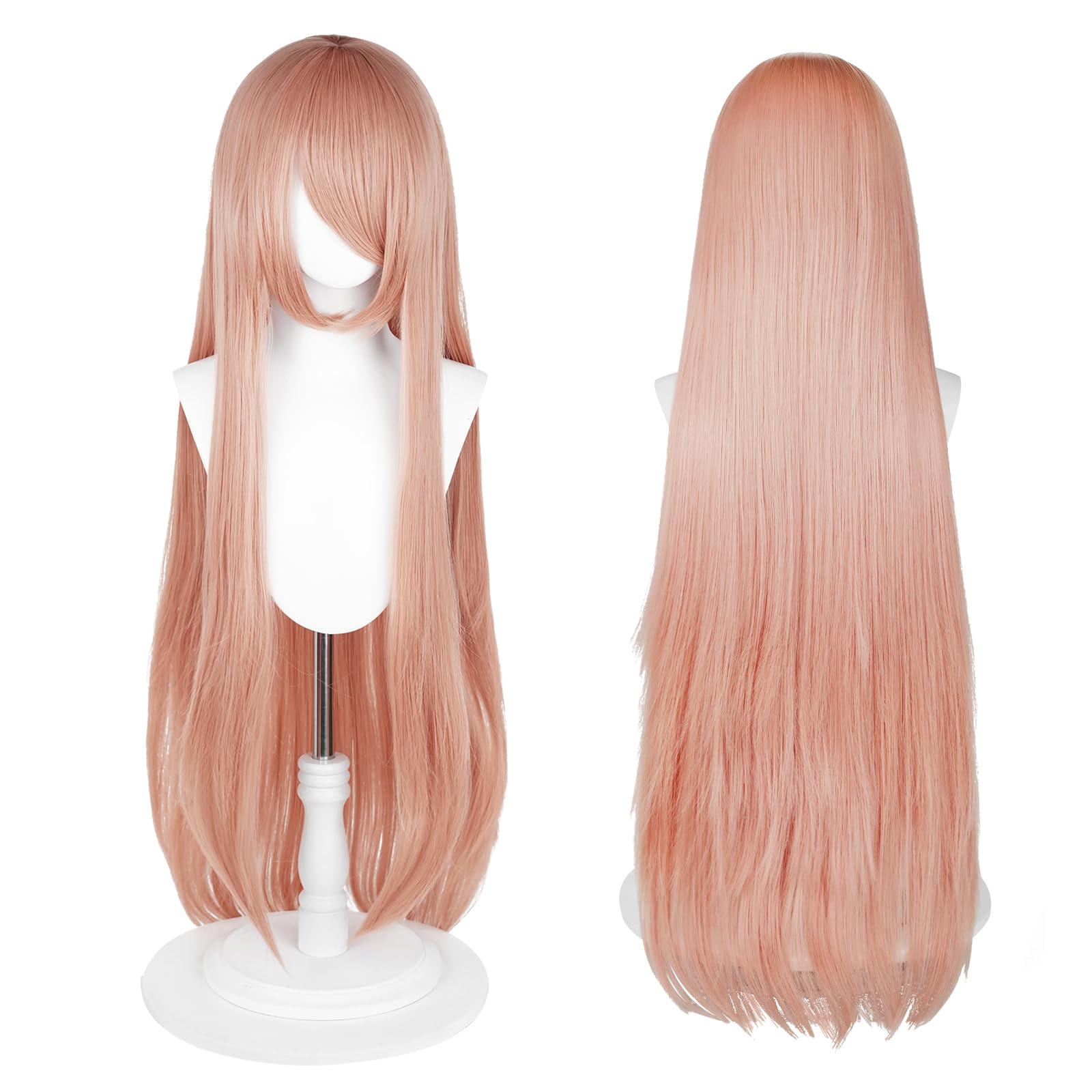 100cm / 40 Inch Long Wig, Universal Anime Costume Cosplay Wig, Perfect for Party, Daily-Use, Festivals, and Halloween, Great for TV, Film, Anime Game Character Cosplay (Rose Gold)