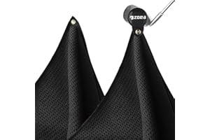 ZOEA Magnetic Towel, Magnetic Clip for Golf Towel, Microfiber Fabric Waffle Pattern Towels Industrial Strength Magnet for Strong Hold to Golf Carts or Clubs (2, Black)