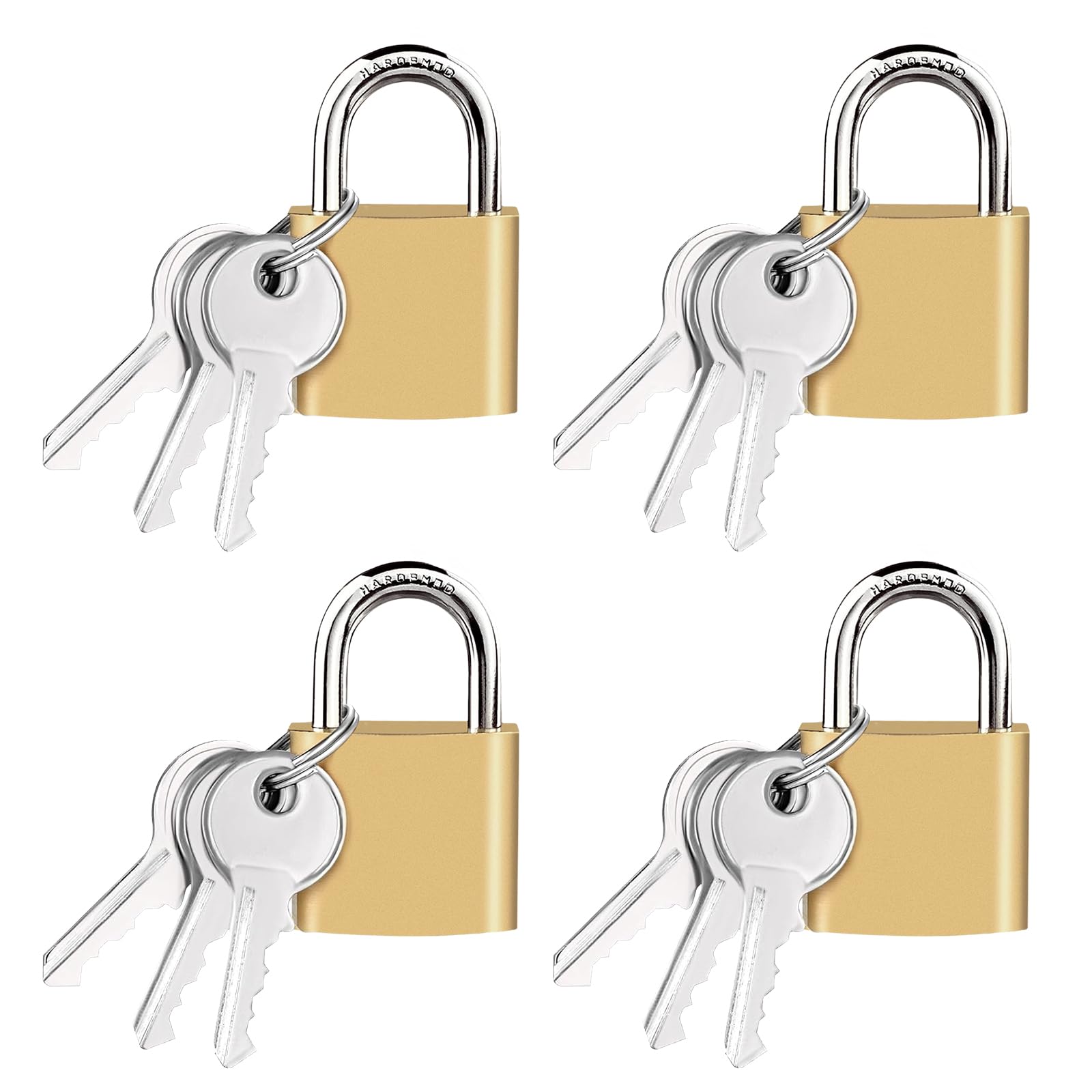 4pcs Padlock with Keys, 32mm Brass Padlocks Small Solid Padlock for Doors Travel Bags Toolboxes Garage Warehouse Cabinets