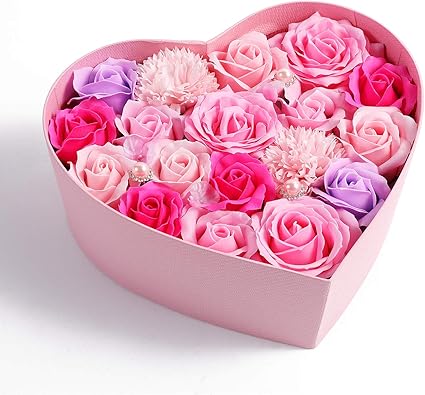 Amazon Amazon限定ブランド 日本製 ソープフラワーギフト ボックス 母の日 誕生日 記念日 プレゼント バレンタインデー お祝い お見舞い 贈り物 引っ越し祝い 結婚祝い Home Cocci 窓付きハート型 Lサイズ ピンク 造花 オンライン通販