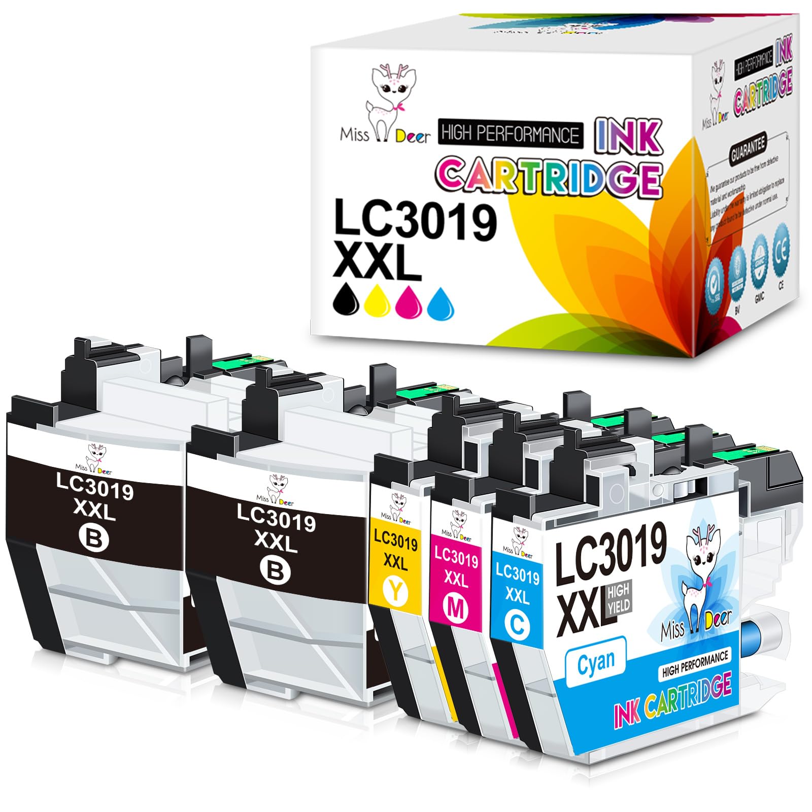Photo 1 of Miss Deer LC3019 XXL Compatible Ink Cartridge Replacement for Brother LC3019 LC3017 XXL LC3017 Work with Brother MFC-J5330DW MFC-J6730DW MFC-J6930DW MFC-J6530DW MFC-J5335DW(2BK/C/M/Y)