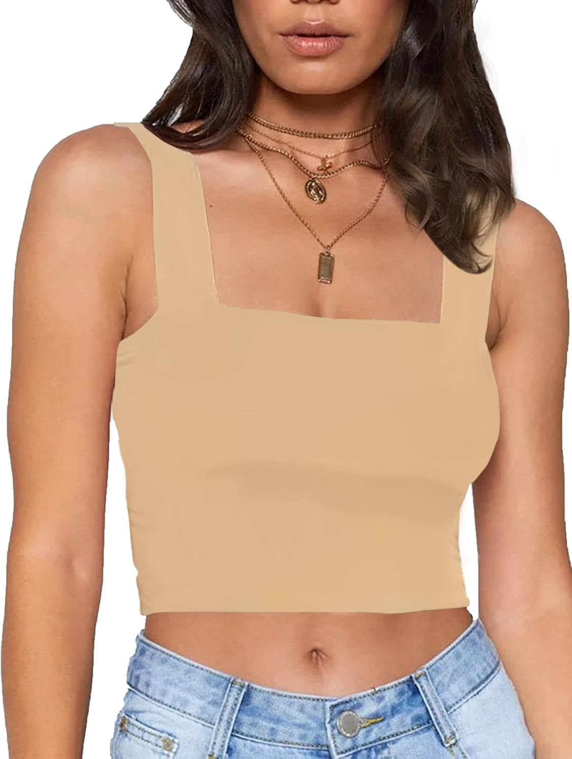 yellow square neck crop top