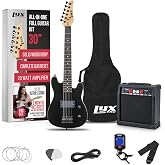 LyxPro 30 Inch Electric Guitar and Starter Kit for Kids with 3/4 Size Beginner&rsquo;s Guitar, Amp, Six Strings, Two Picks, Shoulder Strap, Digital Clip On Tuner, Guitar Cable and Soft Case Gig Bag - Black