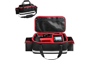Tesuko Air Compressor Tool Organizer Bag Compatible with Milwaukee M18 Inflator 2848-20, Air Pump Storage Carrying Box for Milwaukee Tools, Tool Pouch for 18v 3.0ah to 9.0ah Battery Black (Only Case)