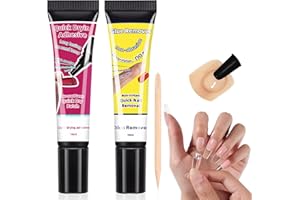 CUZIAM Best Strong Hold Nail Glue for Press on Nails 10g Se mi Solid Nail Glue+10ml Nail Glue Remover, No Needed U V Lamp Upgraded Quick Drying Nail Glue for Press ons Best Solid Nail Glue Gel for Women