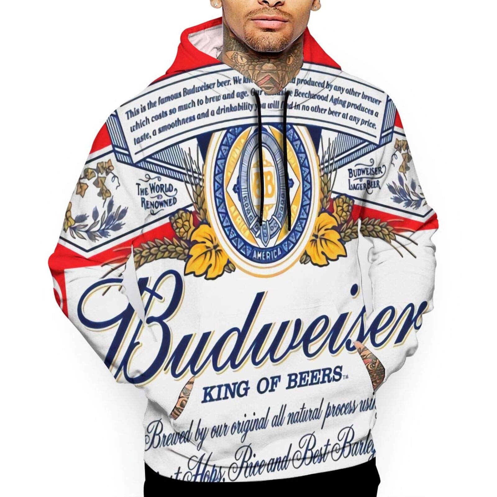 Budweiser Beer Men's Hoodie Sweatshirt White