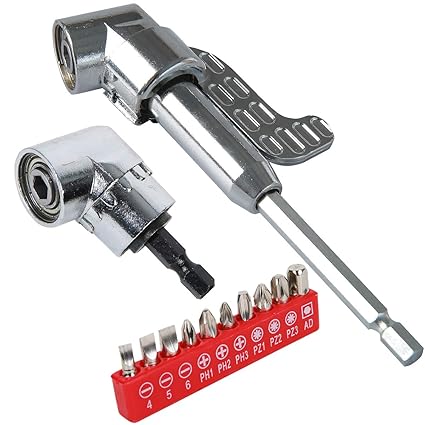 Laoyoung Winkelschrauber Vorsatz Adapter 105° 3 teilig Set lang/kurz Winkelschraubervorsatz mit 1/4-Zoll Schnellwechsel- und 