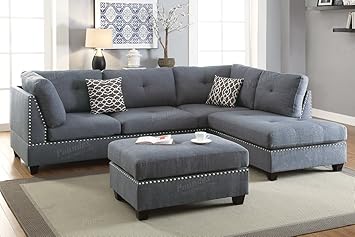 Amazon Com Poundex Sofas Grey Kitchen Dining