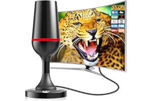 DGUPSP Digital TV Antenna for Smart Tv Indoor, 360 Reception Digital HDTV Antenna for Local Channels, Supports 1080P and 4K, Strong Magnetic Base (Red-V15712)