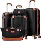 Cosbarn Luggage Sets 5 Piece Suitcases with Wheels, Suitcase Set ABS Hard Case Luggage with TSA Lock Spinner Wheels Durable Travel Luggage