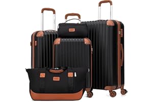 Cosbarn Luggage Sets 5 Piece Suitcases with Wheels, Suitcase Set ABS Hard Case Luggage with TSA Lock Spinner Wheels Durable Travel Luggage