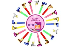 QATAO 25pcs Small Party Blowers,Colourful Noisemakers Party Blowouts Squawkers Fringed Noise Maker,Birthday Noisemakers Birthday Blow Horns Party Whistles